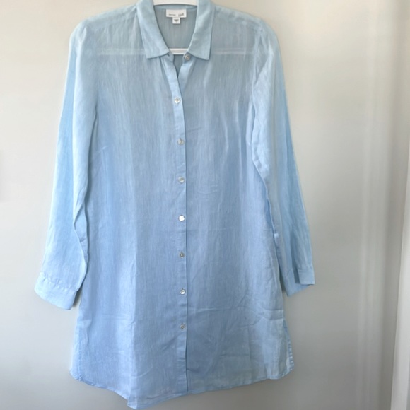 J Jill- blue long linen shirt- small - Picture 4 of 9